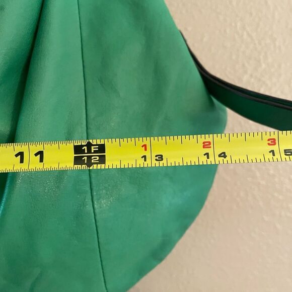 B. Makowsky Green Gorgeous Leather Leppard Print Silver Metal Studs Hobo Bag - Picture 11 of 16